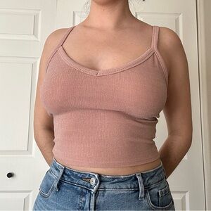 Shimmery pink cross strap cropped top